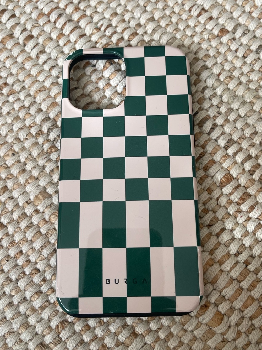 Burga iPhone 12 Pro Max Phone Case Tough MagSafe Green cream checkered